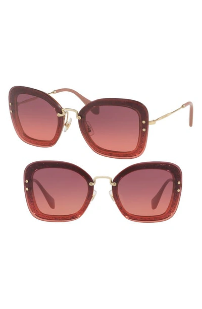 Miu Miu Rectangle Glitter-illusion Frame Sunglasses In Pink