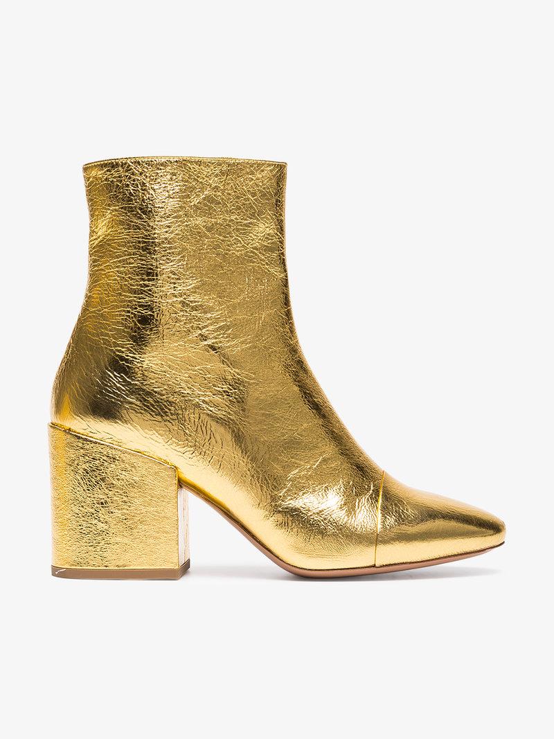 Dries Van Noten Gold 70 Leather Ankle Boots In Metallic | ModeSens