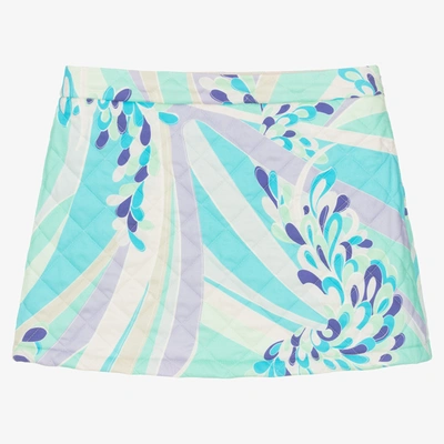 Emilio Pucci Teen Girls Blue Lilly Skirt In Turquoise