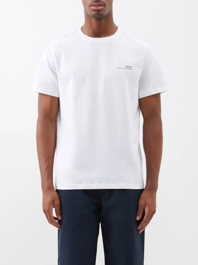 Apc Item Logo-print Cotton-jersey T-shirt In White