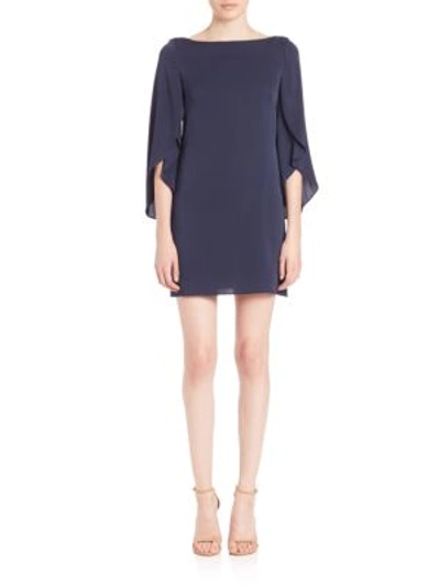 Milly Butterfly Sleeve Stretch Silk Crepe Minidress In Navy ModeSens