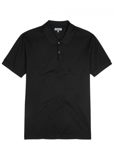 Lanvin Black Printed Piqué Cotton Polo Shirt