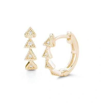 Dana Rebecca 14ct Yellow Gold Diamond Triangle Hoop Earrings