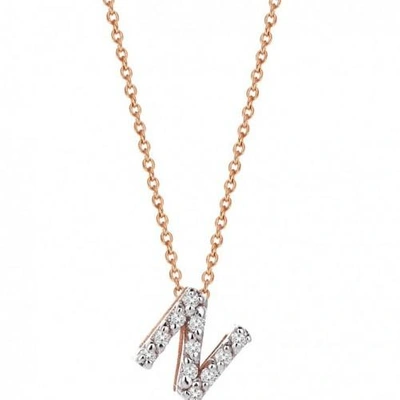 Kismet By Milka 14ct Rose Gold And Diamond N Initial Necklace