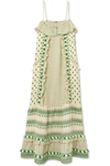 Dodo Bar Or Tasseled Striped Cotton-gauze Maxi Dress In Green