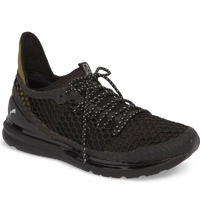 Puma Men's Ignite Limitless Netfit Knit Lace Up Sneakers In Black