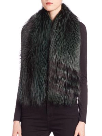The Fur Salon Fox Fur Scarf In Green Black