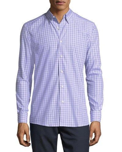 Ermenegildo Zegna Cotton Check-print Shirt, Lavender