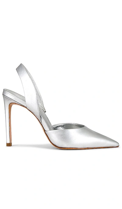 Schutz Lou Sling Metallic Leather Pump In Silver