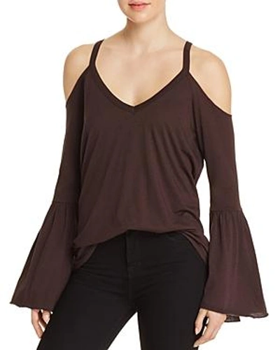 Chaser Cold-shoulder Bell Sleeve Tee In Union Black