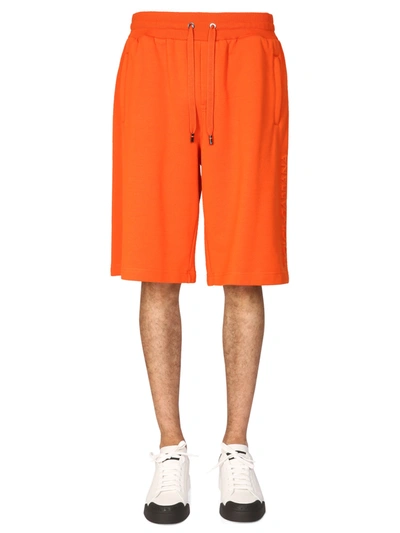 Dolce & Gabbana Jogging Bermuda Shorts With Logo Embossing In Orange