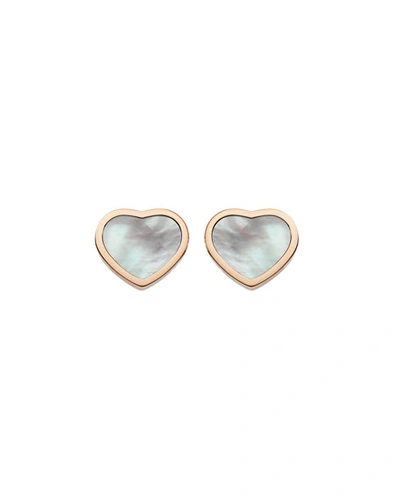 Chopard Happy Hearts Mother-of-pearl Stud Earrings In Rose Gold