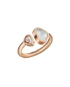 Chopard Happy Hearts 18k Rose Gold Mother-of-pearl & Diamond Ring, Eu 52 / Us 6