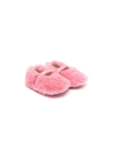 Montelpare Tradition Babies' Faux-fur Touch-strap Shoes In 粉色