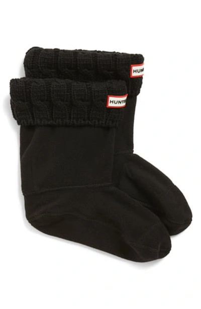 Hunter Original Short Cable Knit Cuff Welly Boot Socks In Black