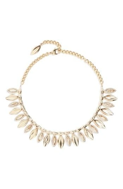 St John Swarovski Crystal Leaf Collar Necklace In L G/crys Gld Sh/crys Slv Shade