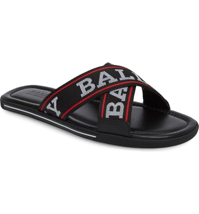 Bally Bonks Men's Crisscross-logo Slide Sandals In Black/white