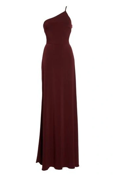 Amsale Jersey One-shoulder Gown In Ruby