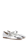 Larroude Women's Blair Mirror Leather Mary Janes In Silver Leather