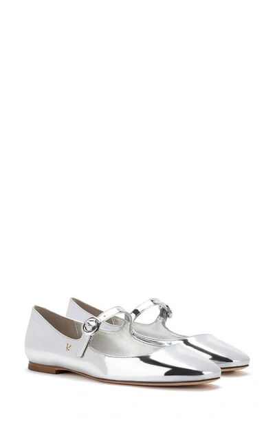 Larroude Women's Blair Mirror Leather Mary Janes In Silver Leather