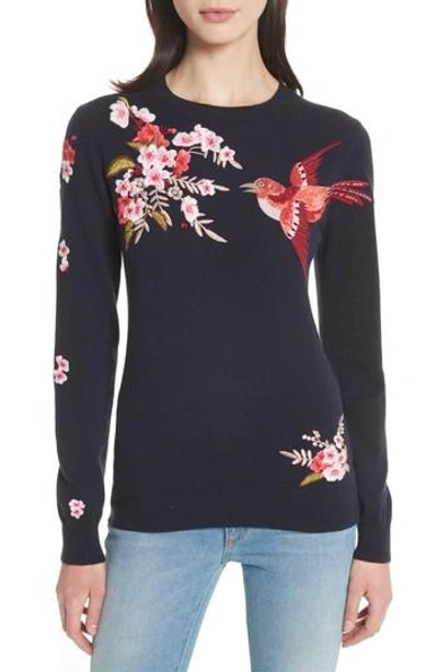 TED BAKER PEACH BLOSSOM EMBROIDERED SWEATER WH8W-GK02-AURORAA