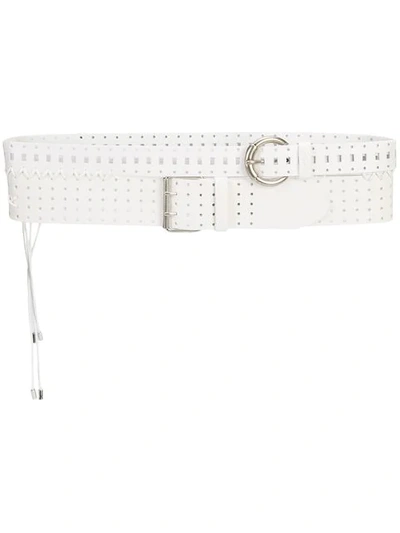 Maison Margiela Double Stitched Leather Belt In White