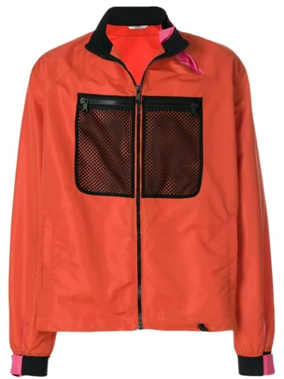 Valentino Mesh Chest Panel Detail Jacket In Orange