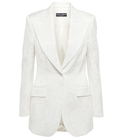 Dolce & Gabbana Turlington Floral Jacquard Blazer In White