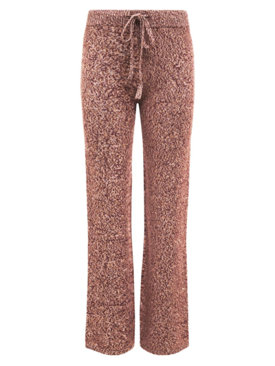 Monrow Marled Wide-leg Lounge Pants In Pomegranate