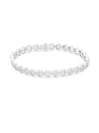 Saks Fifth Avenue 14k White Gold And Diamonds Tennis Bracelet In Silver