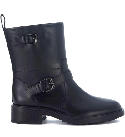 Hogan H332 Black Leather Ankle Boots In Nero