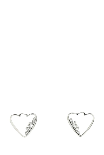 Saint Laurent Embellished Heart Hoop Earrings In 8368