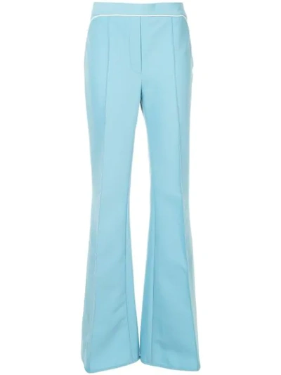 Ellery Orlando Mid-rise Flared Crepe Trousers In Blue