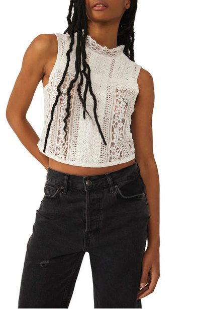 Free People Tea Party Lace Crop Tank In Ivory Combo