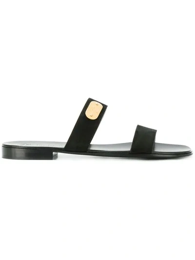 Giuseppe Zanotti Logo Double Strap Sandals In Black