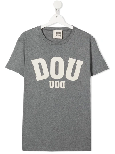 Douuod Kids' Logo-print T-shirt In Grigio Melange