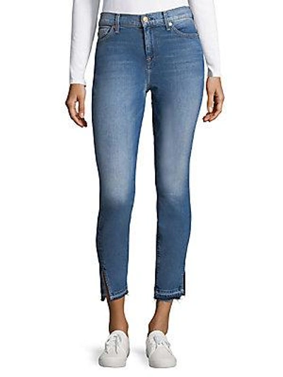 7 For All Mankind Vented-cuff Skinny Jeans In Vintage Blue
