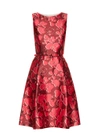 Oscar De La Renta Floral Print Silk Blend Mikado Fit & Flare Dress In Guava