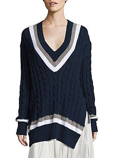 Public School Cora Cable-knit Sweater In Navy