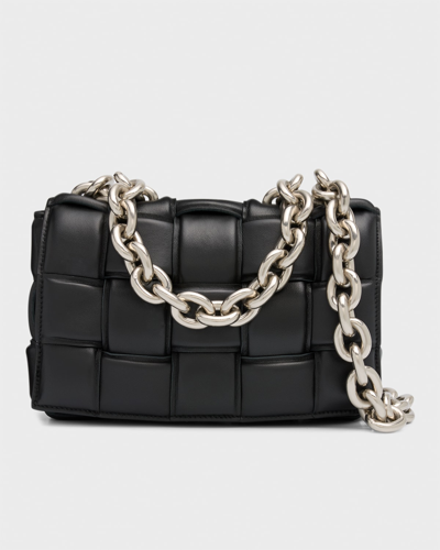 Bottega Veneta The Chain Cassette Padded Leather Shoulder Bag In Black