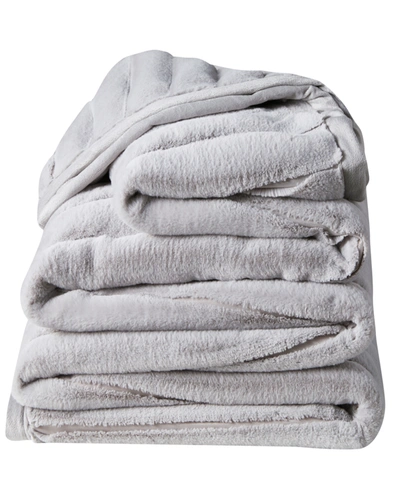 Clara Clark Ultra Plush Raschel Mink Blanket, Twin/full Bedding In Ribbed Light Gray