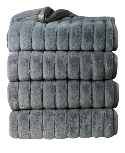 Clara Clark Ultra Plush Raschel Mink Blanket, Twin/full Bedding In Ribbed Gray