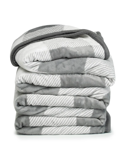 Clara Clark Ultra Plush Raschel Mink Blanket, Twin/full Bedding In Gray Checkerboard