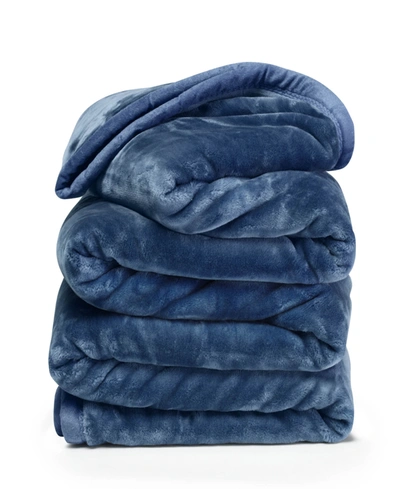 Clara Clark Ultra Plush Raschel Mink Blanket, Twin/full Bedding In Navy Blue