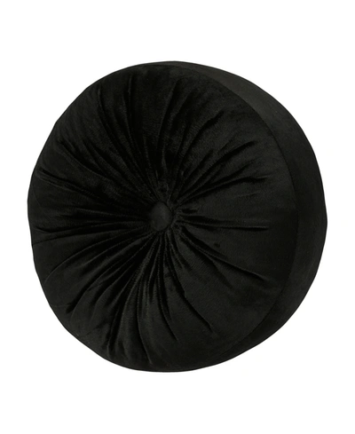 Royal Court Montecito Tufted Decorative Pillow, 15" Round Bedding In Black