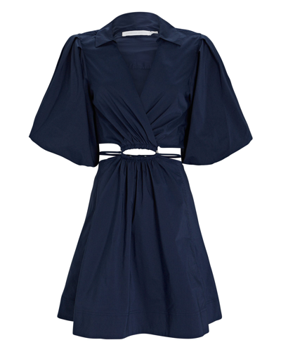 Jonathan Simkhai Aulora Cut-out Poplin Mini Dress In Navy