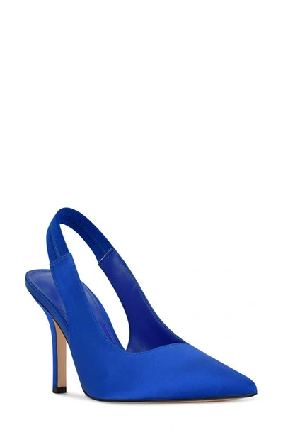 Nine West Women's Ciser Slingback Pumps Women's Shoes In Blue Satin