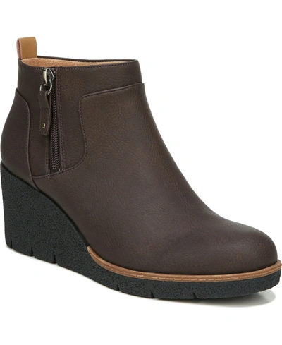 Dr. Scholl's Bianca Womens Faux Leather Round Toe Booties In Brown