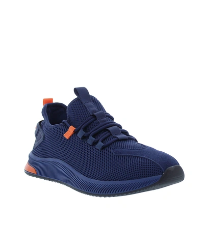 French Connection Braylon Suede-trim Sneaker In Blue