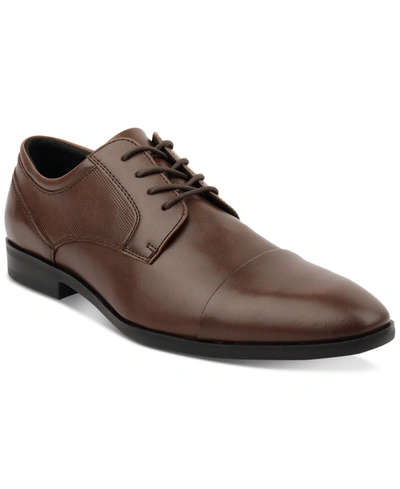 Alfani Men's Faux-leather Lace-up Cap-toe Dress Shoes, Created For Macy's Men's Shoes In Brown